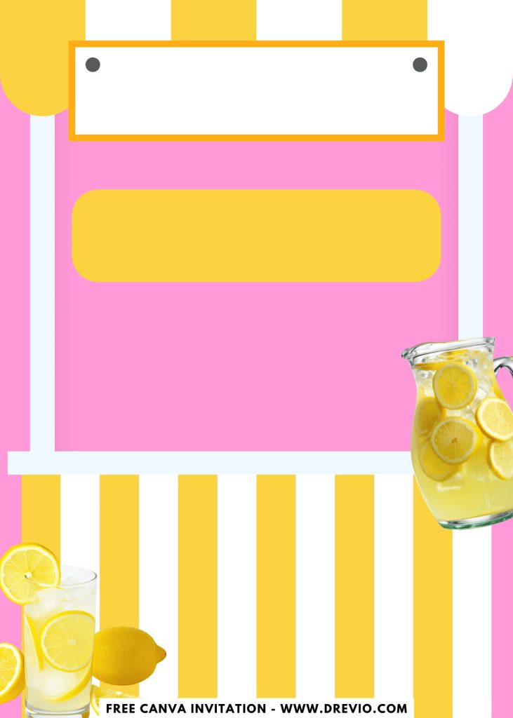 Free and Editable Adorable Summer Lemonade Stand Invitation Templates Made in Canva. Customize Online for free