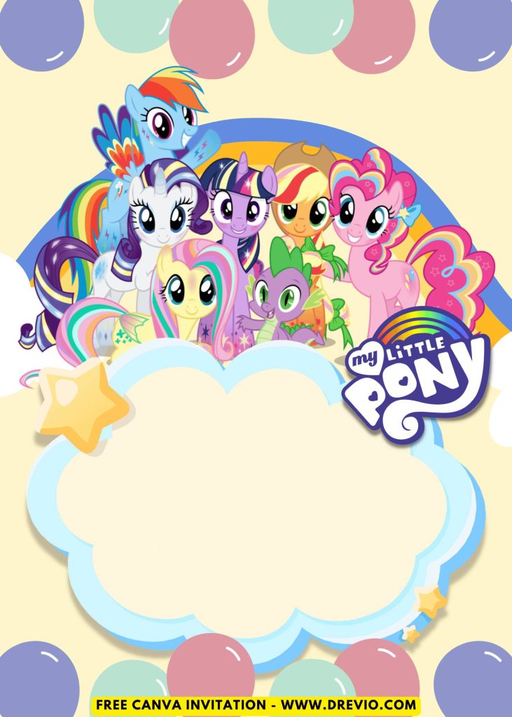 Free and Editable Adorable My Little Pony Invitation Templates Made in Canva. Customize Online for free