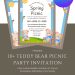 Free and Editable Spring Picnic Teddy Bear Invitations Templates Made in Canva. Customize Online for free