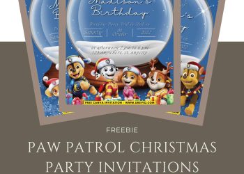 Free and Editable PAW Patrol Christmas Special Invitation Templates Made in Canva. Customize Online for free