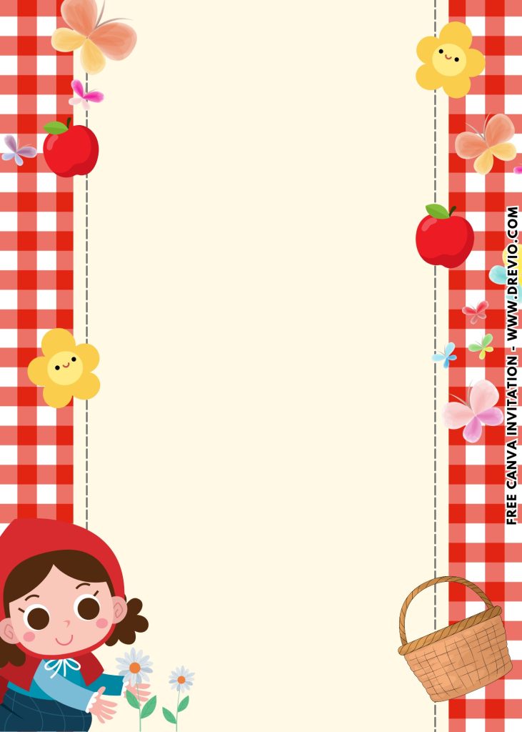 Free and Editable Fairytale Red Riding Hood Picnic Invitation Templates Made in Canva. Customize Online for free