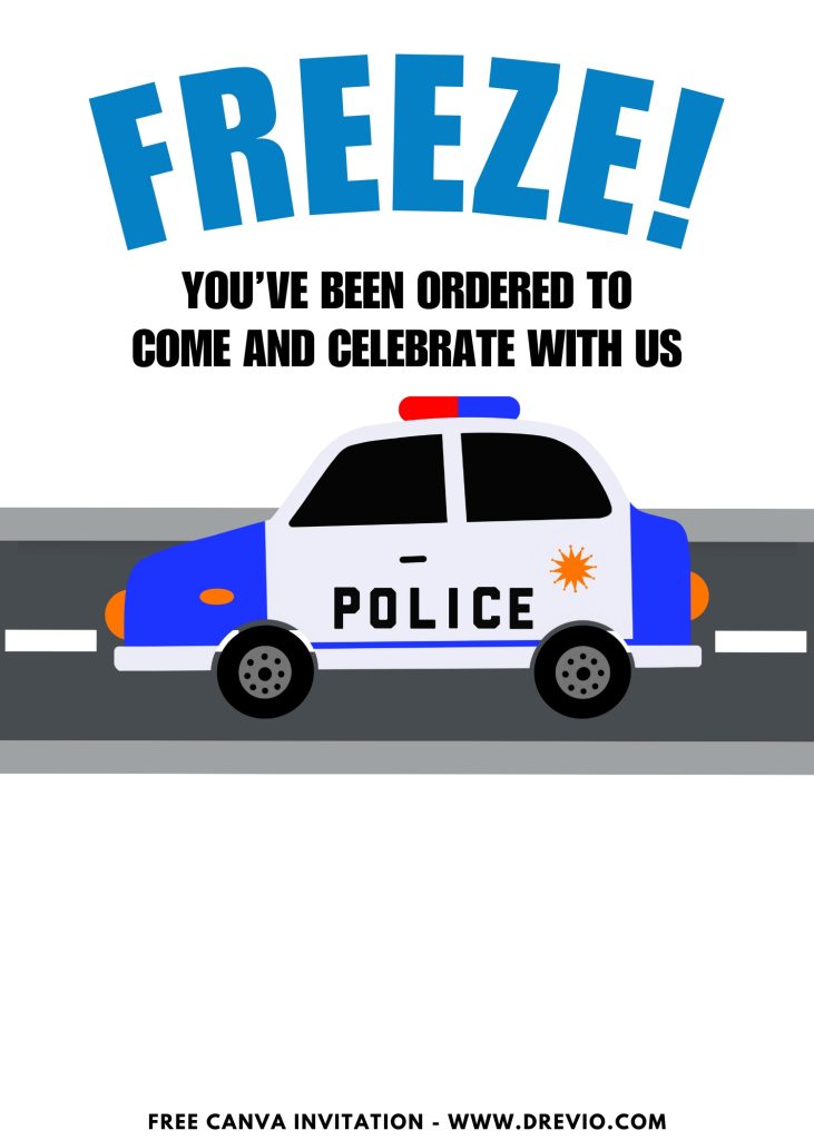 Free and Editable Police Officer Car Invitation Templates Made in Canva. Customize Online for free