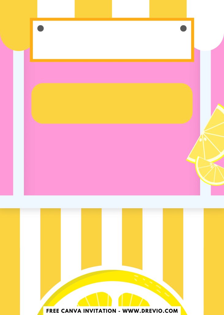 Free and Editable Cute Pink And Yellow Lemonade Stand Invitation Templates Made in Canva. Customize Online for free
