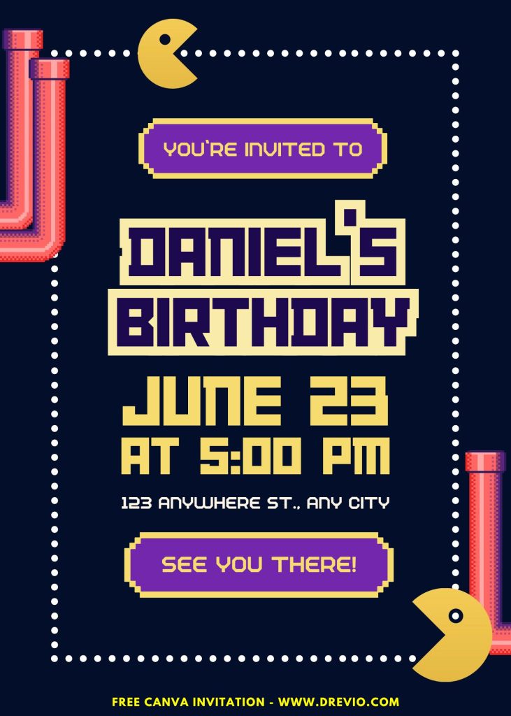 printable-pacman-retro-arcade-birthday-invitation-canva