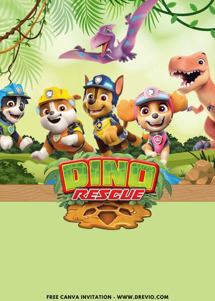 Free and Editable PAW Patrol in the Jungle Birthday Invitation Templates Made in Canva. Customize Online for free