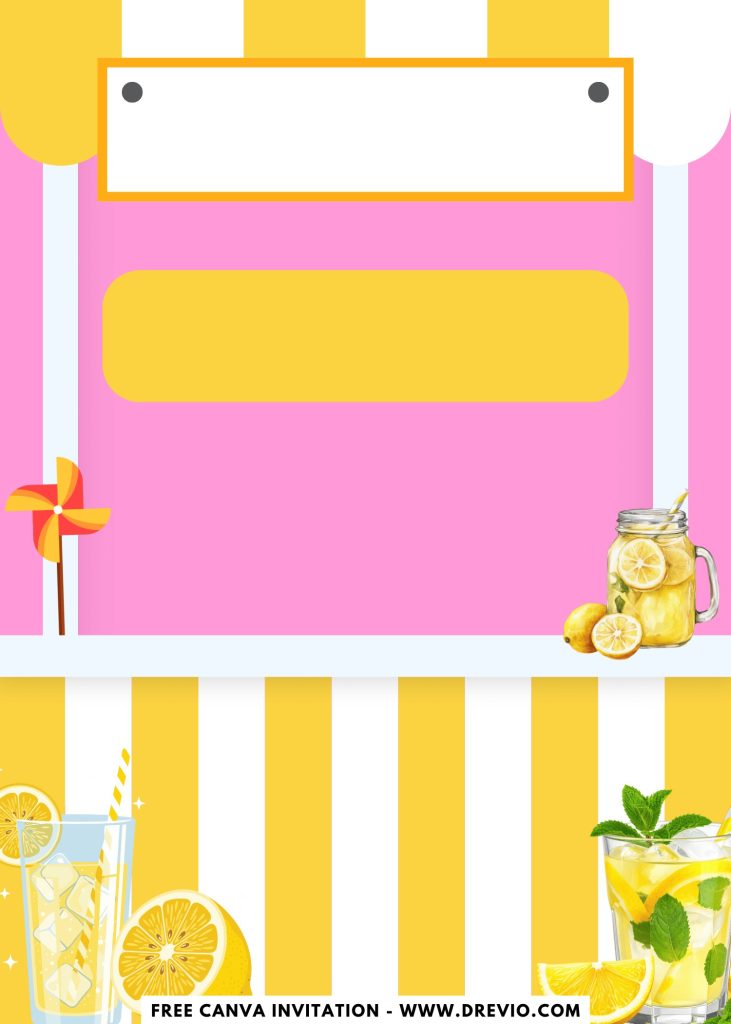 Free and Editable Watercolor Yellow Lemon and Lemonade Drink Invitation Templates Made in Canva. Customize Online for free