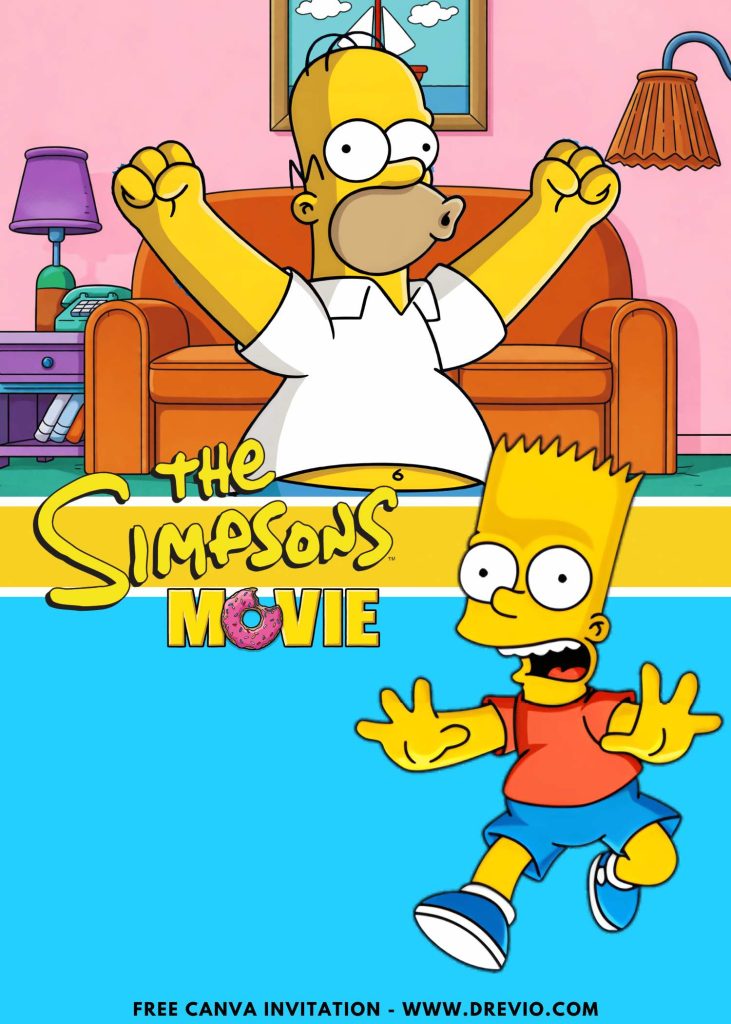 Free and Editable Adorable The Simpsons Invitation Templates Made in Canva. Customize Online for free