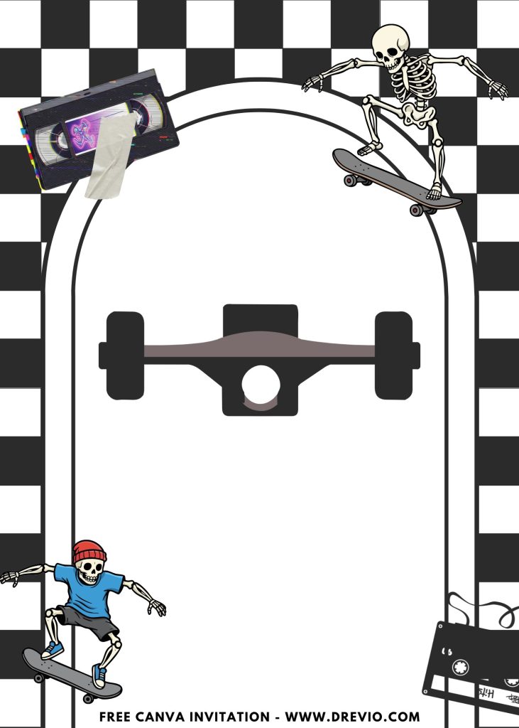 Free and Editable Fun Skateboard Trucks Invitation Templates Made in Canva. Customize Online for free