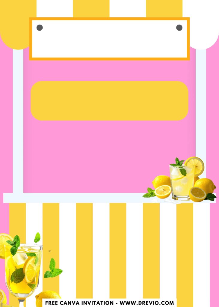 Free and Editable Fresh Summer Lemonade Stand Invitation Templates Made in Canva. Customize Online for free