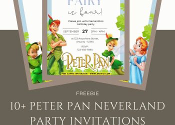 Free and Editable Tinkerbell Peter Pan Invitation - Printable Invitation Templates Made in Canva. Customize Online for free