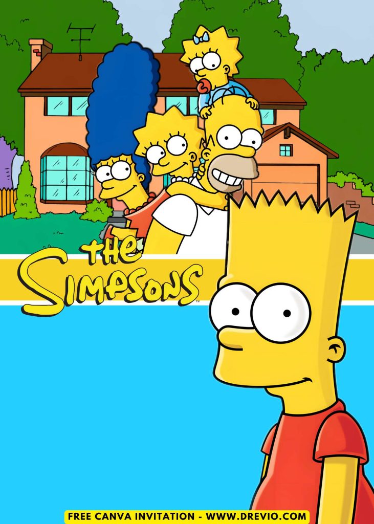 Free and Editable Funny Simpsons Springfield House Invitation Templates Made in Canva. Customize Online for free