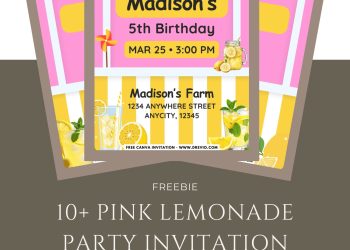 Free and Editable Pink And Yellow Lemonade Stand Invitation Templates Made in Canva. Customize Online for free