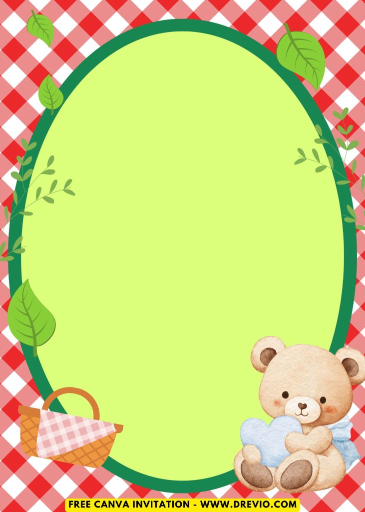 Free and Editable Teddy Bear Picnic Birthday Invitation Templates Made in Canva. Customize Online for free