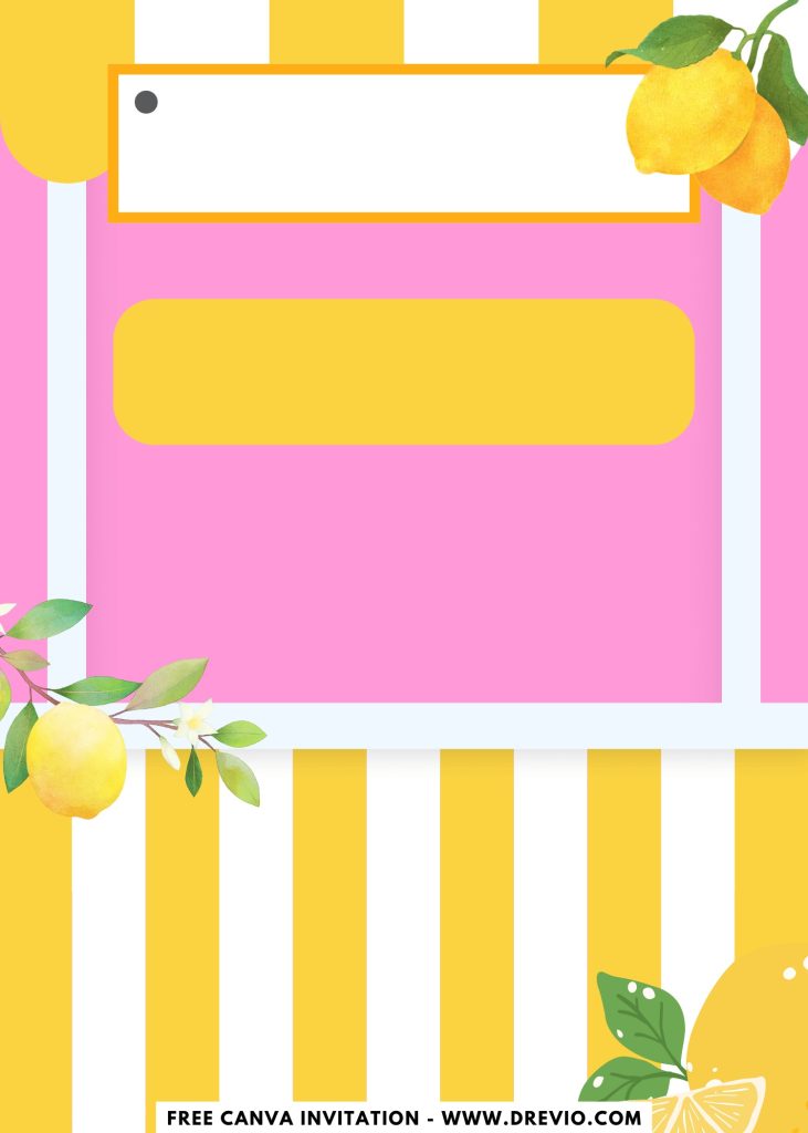 Free and Editable Pink And Yellow Lemonade Stand Invitation Templates perfect for Summer Party Made in Canva. Customize Online for free