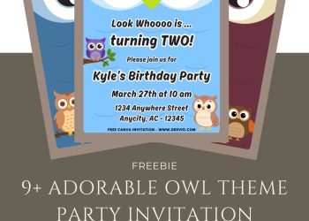 Free and Editable Adorable Owl Face Invitation Templates Made in Canva. Customize Online for free