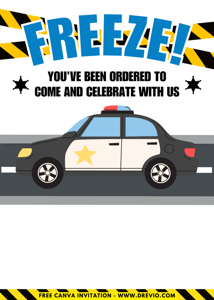 Free and Editable Freeze Police Officer Patrol Invitation Templates Made in Canva. Customize Online for free