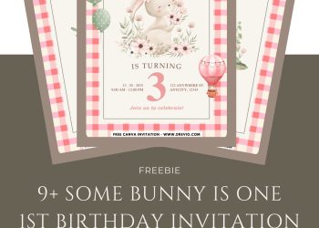 Free and Editable Gingham Picnic Bunny Invitation Templates Made in Canva. Customize Online for free