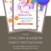 watercolor unicorn rainbow birthday invitation design canva