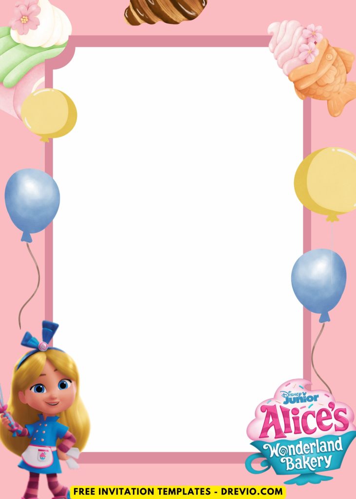 Free and Editable Funny Lovely Cartoon Alice in Wonderland Bakery Factory Movie Invitation Templates Made in Canva. Customize Online for free