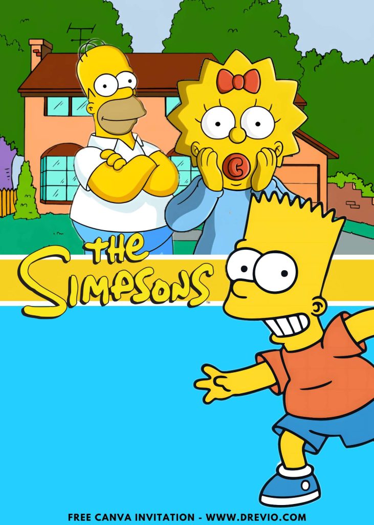 Free and Editable Funny Simpsons Homer and Bart Invitation Templates Made in Canva. Customize Online for free