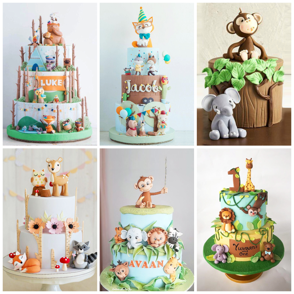 Adorable Safari Animal Birthday Cake