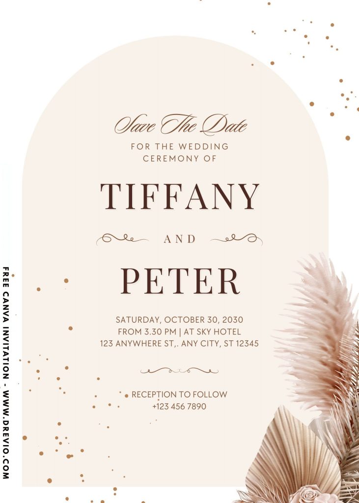 boho rustic greenery pampas wedding invitation template download