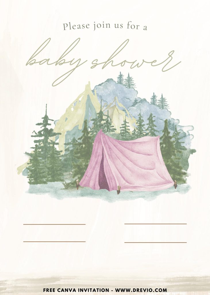 Free and Editable Whimsical Boho Chic Glamping Party Invitation Templates Made in Canva. Customize Online for free