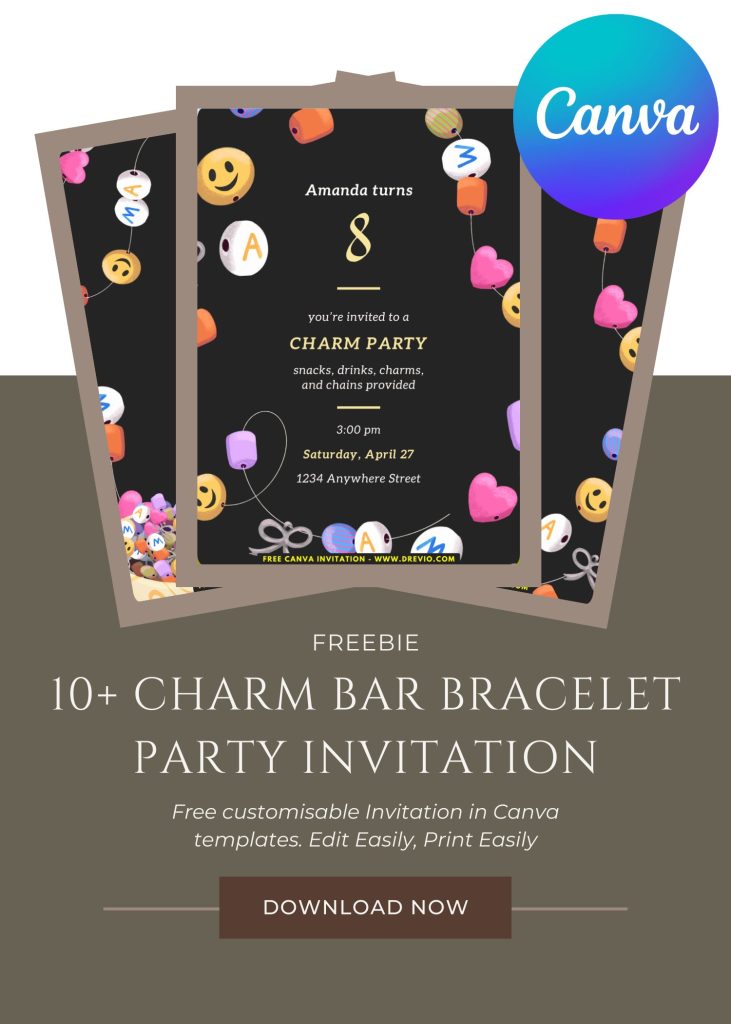 Free and Editable Charm Bar Party Invitation Templates Made in Canva. Customize Online for free