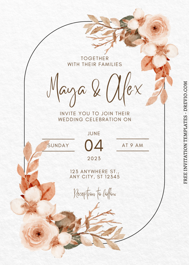 chic gardenia and rose wedding invitation printable free canva 2