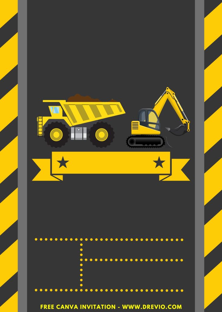 Free and Editable Dump Truck Construction Birthday Invitation Templates Made in Canva. Customize Online for free