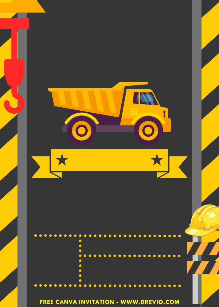Free and Editable Dump Truck Construction Invitation Templates Made in Canva. Customize Online for free