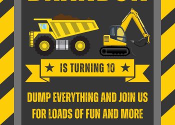 Free and Editable Awesome Construction Boys Birthday Invitation Templates Made in Canva. Customize Online for free
