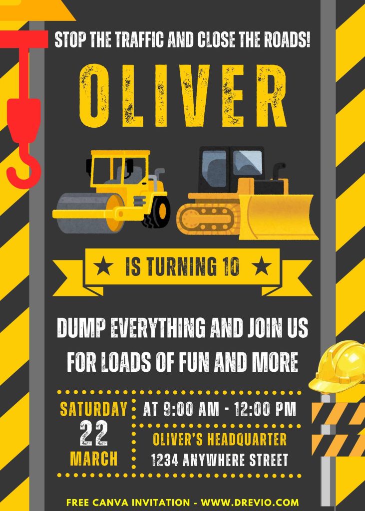 Free and Editable Awesome Construction Invitation Templates Made in Canva. Customize Online for free