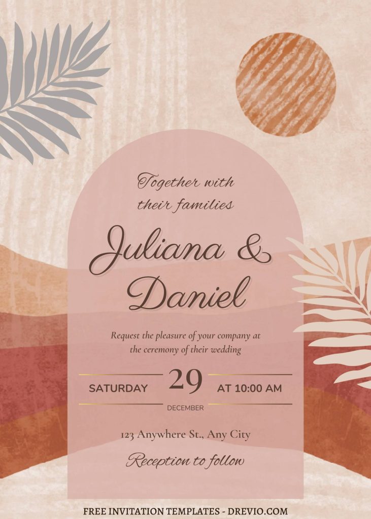 editable boho chic wedding invite template free 2