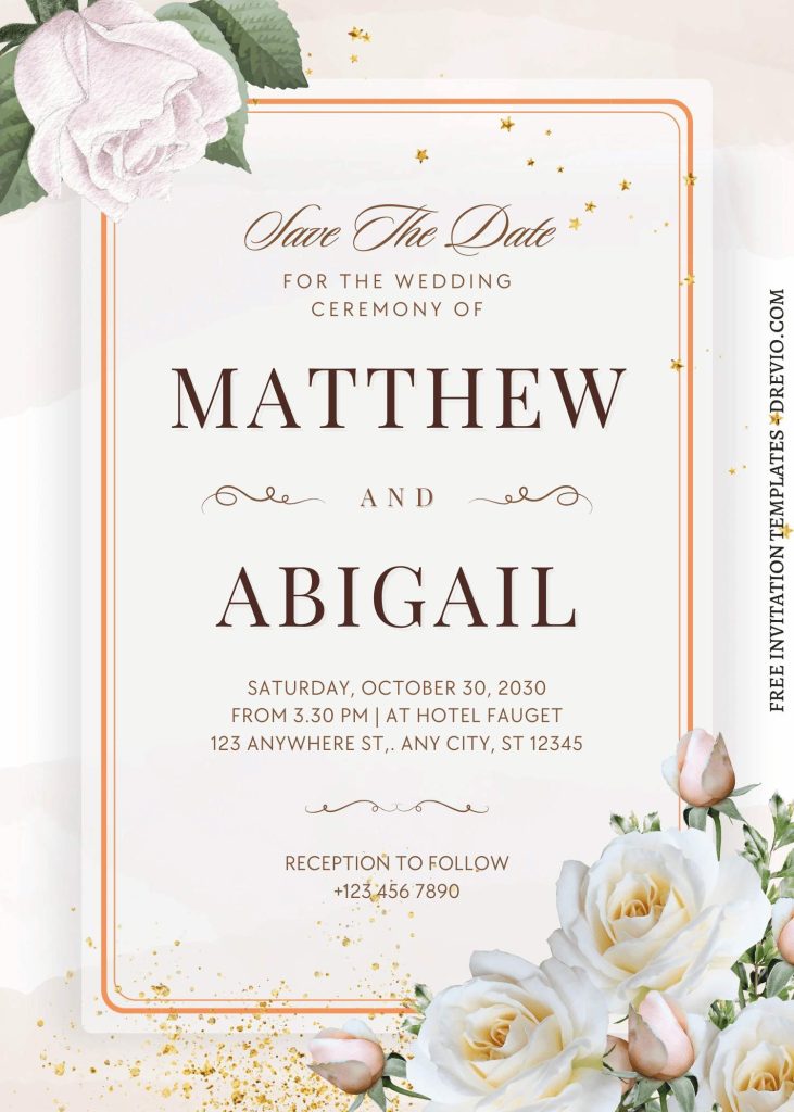 editable garden of roses wedding invite canva design