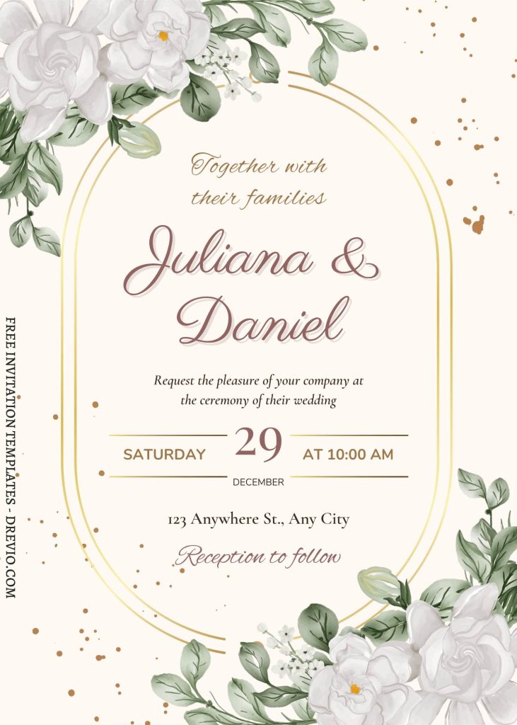 elegant garden greenery floral wedding invite template