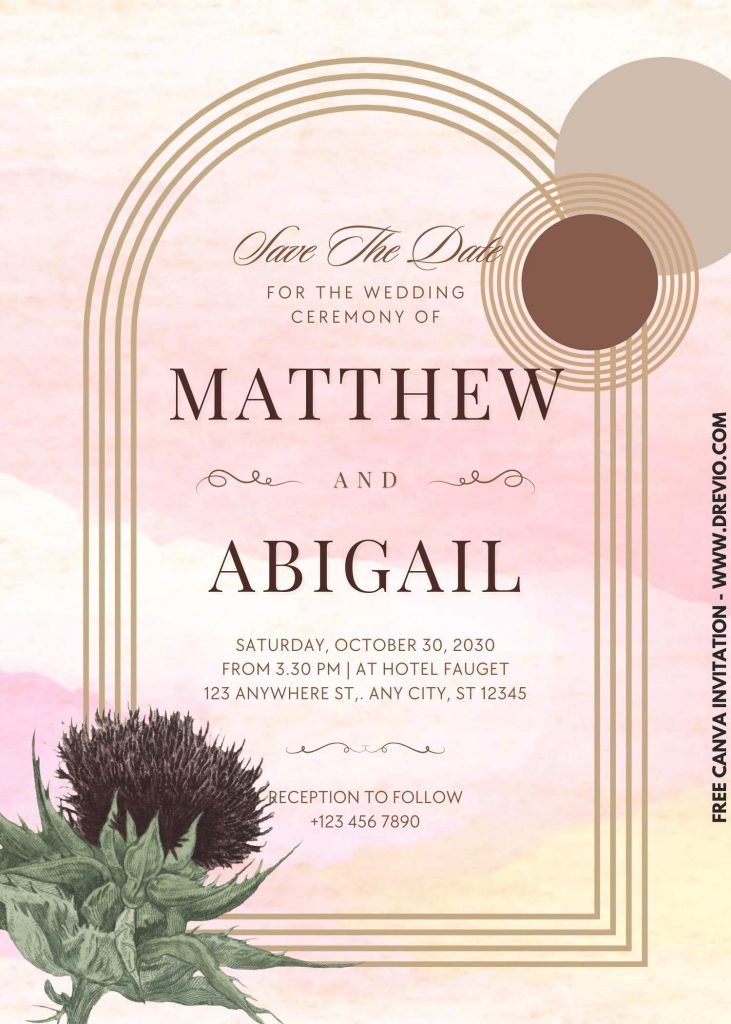 elegant watercolor flower wedding invite canva editable 1