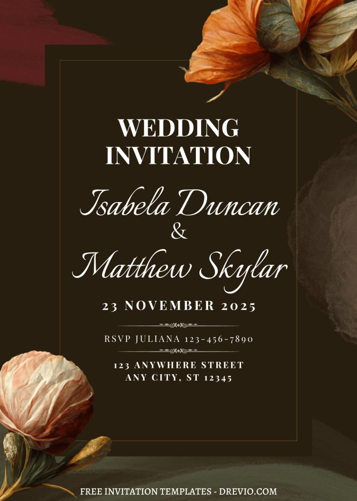 free aesthetic floral wedding invitation template canva