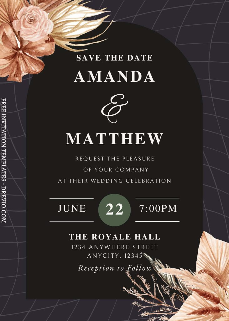free minimalist geometric floral wedding invitation template canva 1