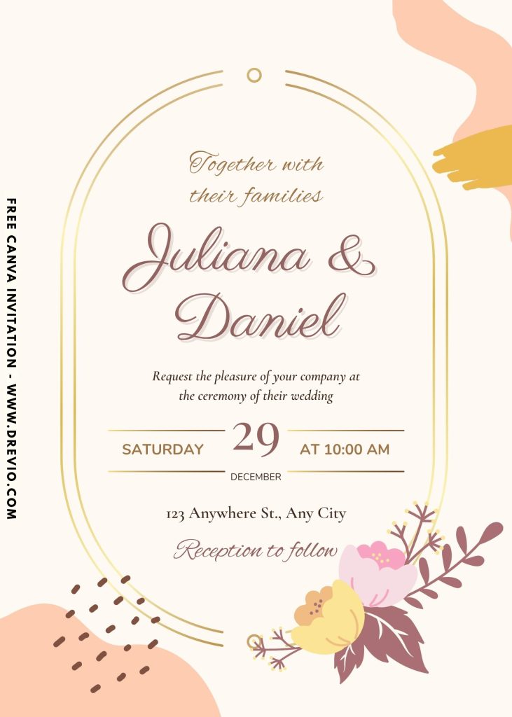 free modern floral wedding invitation template canva