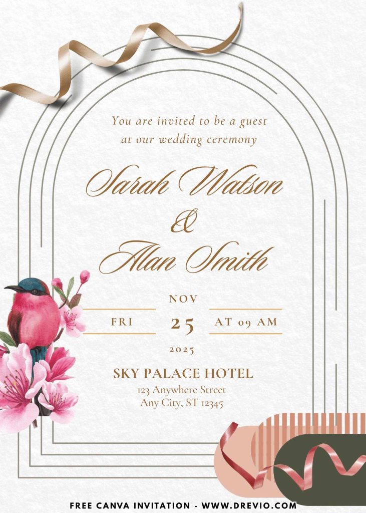 free stylish bohemian garden wedding invitation template canva