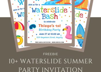 Free and Editable Summer Waterslide Invitation Templates Made in Canva. Customize Online for free