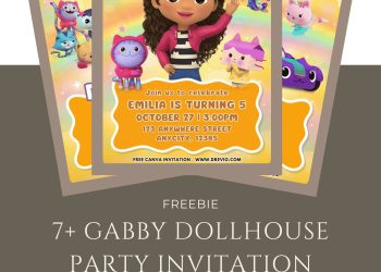 Free and Editable Gabby Dollhouse Movie Invitation Templates Made in Canva. Customize Online for free