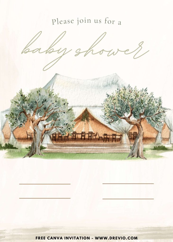 Free and Editable Whimsical Boho Chic Glamping Party Invitation Templates Made in Canva. Customize Online for free