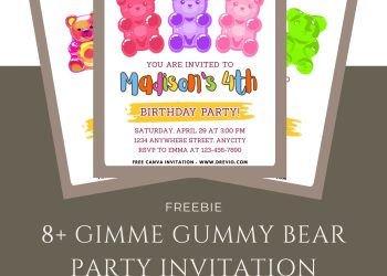 Free and Editable Gimme Gummy Bear Invitation Templates Made in Canva. Customize Online for free
