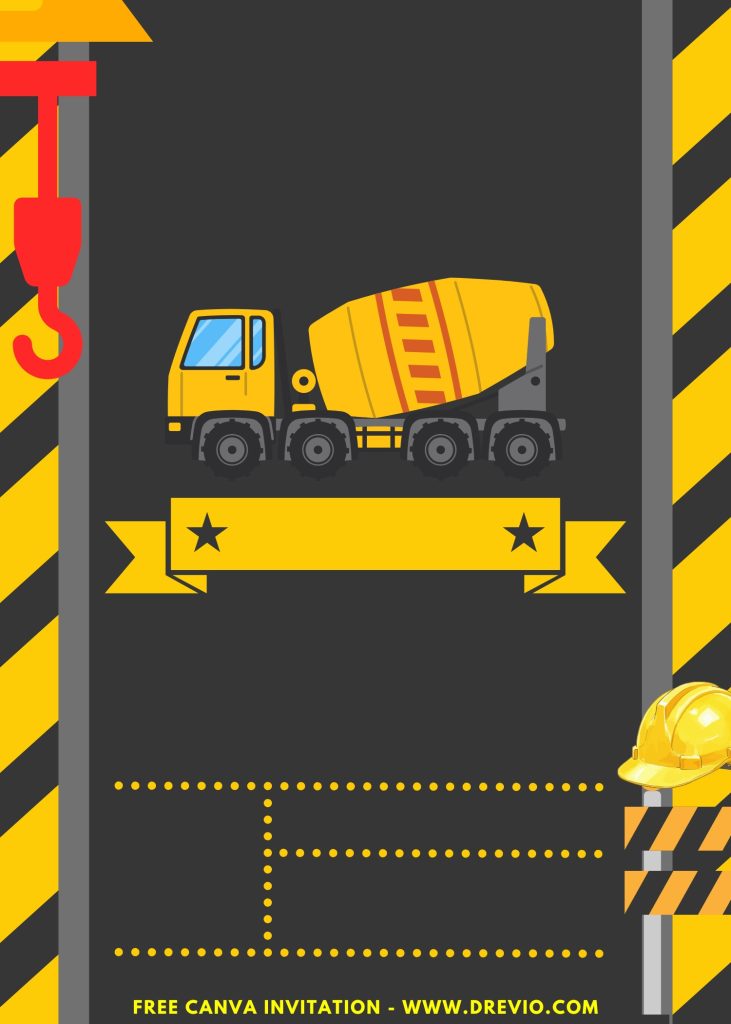 Free and Editable Cute Construction Invitation Templates Made in Canva. Customize Online for free