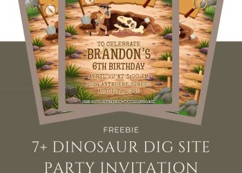 Free and Editable Dino Dig Site Party Invitation Templates Made in Canva. Customize Online for free