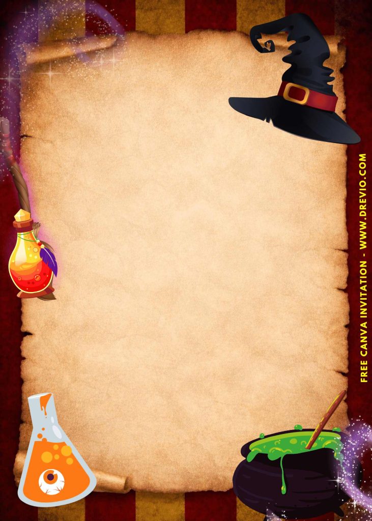 Free and Editable Adorable Magical Wizard School Party Invitation Templates Made in Canva. Customize Online for free
