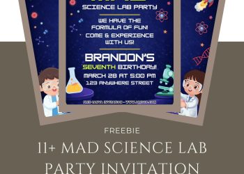 Free and Editable Cute Mad Science Lab Invitation Templates Made in Canva. Customize Online for free