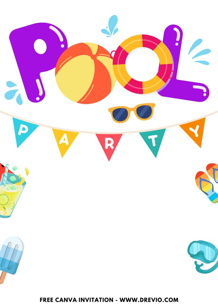 Free and Editable Fresh Summer Lemonade Drink and Pool Party Invitation Templates Made in Canva. Customize Online for free